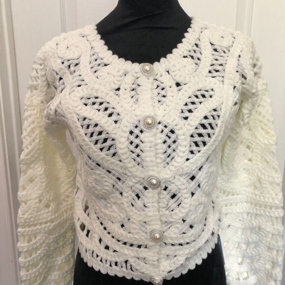 Commense White Crochet Cardigan - Picture 4 of 6